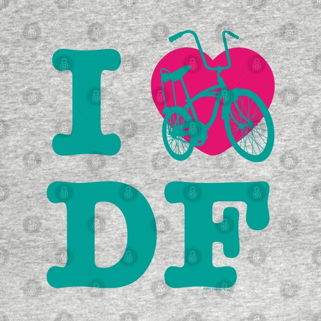 I Love Cycling DF Aqua Pink / Yo Amo andar en Bicicleta en el DF / Chilango Pride / Orgullo Chilango Graphic by chilangopride